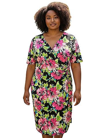 Kasper Black Pink Perfect Multicolored Cocktail Dress (view 1)
