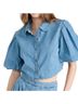 Jonathan Simkhai Standard Blue Short Sleeve Button-Down Shirt Size XL - photo 1