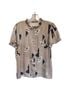 T Tahari 100% Polyester Print Tan White Short Sleeve Blouse Size S - photo 1