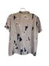T Tahari 100% Polyester Print Tan White Short Sleeve Blouse Size S - photo 2