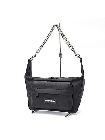 Balenciaga Balenciaga BALENCIAGA Labor Medium Chain Shoulder Bag 741080 Nylon Metal Black (view 1)