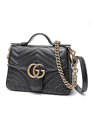 Gucci Gucci GG Marmont Mini Chain Shoulder Bag 547260 Leather Black (view 1)