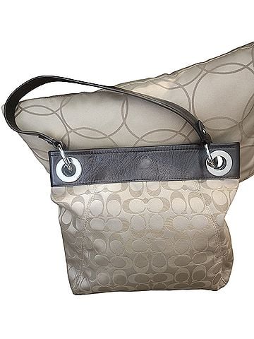 Coach coach signature Jacquard shoulder bag with leather trim Leather Shoulder Bag (view 2)