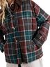 Free People 100% Cotton 100% Polyester Plaid Green Brown Jacket Size M - photo 1