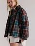 Free People 100% Cotton 100% Polyester Plaid Green Brown Jacket Size M - photo 7