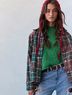 Free People 100% Cotton 100% Polyester Plaid Green Brown Jacket Size M - photo 8