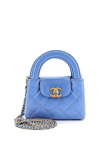 Chanel Kelly Top Handle Shopping Bag Quilted Shiny Aged Calfskin Nano (view 1)