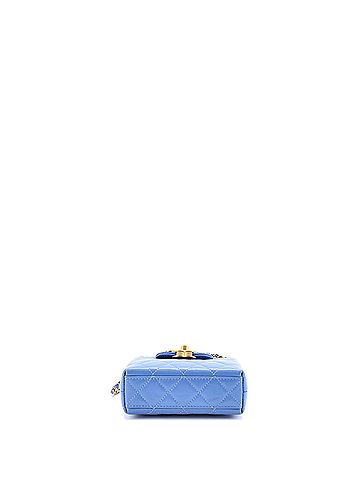 Chanel Kelly Top Handle Shopping Bag Quilted Shiny Aged Calfskin Nano (view 2)