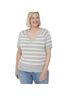 Lane Bryant Stripes Gray White Short Sleeve Top Size 18 - photo 1