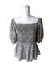 Dizzy Lizzy Floral Black Ivory Short Sleeve Top Size L - photo 1