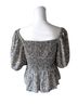 Dizzy Lizzy Floral Black Ivory Short Sleeve Top Size L - photo 2