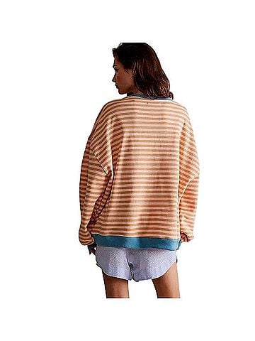 Free People Classic Striped Oversized Crewneck Long Sleeve T-Shirt (view 2)