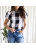The Odells Checkered-gingham Black White Short Sleeve Top Size S - photo 4