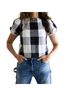 The Odells Checkered-gingham Black White Short Sleeve Top Size S - photo 1