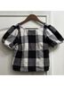 The Odells Checkered-gingham Black White Short Sleeve Top Size S - photo 7