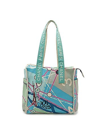 Chanel CHANEL Paris Map Cruise Line Eiffel Tower Tote Bag Shoulder Canvas Sequin Blue Multicolor (view 2)