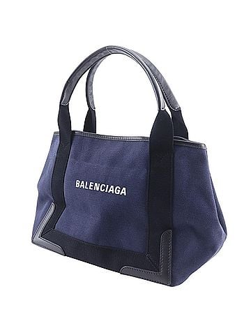Balenciaga Balenciaga Navy Cabas Tote Bag, Size S, 339933, Canvas, Navy, A5, Open, Unisex (view 2)