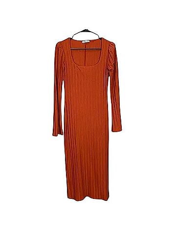 Reformation Clint Ribbed Bodycon Bell Sleeve Midi Dress Casual Dress (view 1)