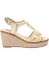 XTI Print Gold Women's Textile Open Toe Sandals Size 9 1/2 - photo 1