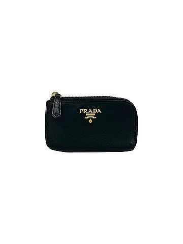 Prada PRADA Leather Wallet/Coin Purse with Logo Hardware, L-shaped Zipper, Black (Item No. 30147) (view 1)