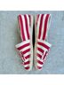 Tory Burch 100% Canvas Stripes Red White Flats Size 11 - photo 5