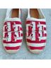 Tory Burch 100% Canvas Stripes Red White Flats Size 11 - photo 4