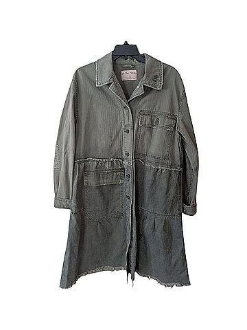 Free People We The Free Forever Free Tiered Army Green Military Jacket Jacket (view 1)