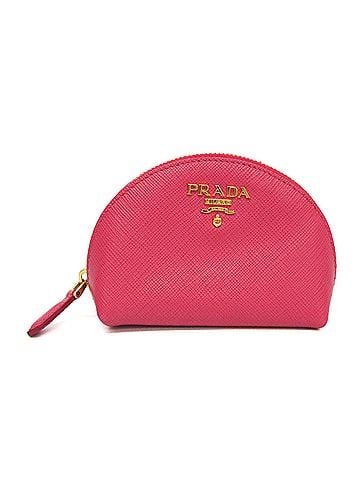Prada Prada Saffiano Mini Pouch With Key Ring Women's Leather Coin Purse/coin Case Pink (view 1)