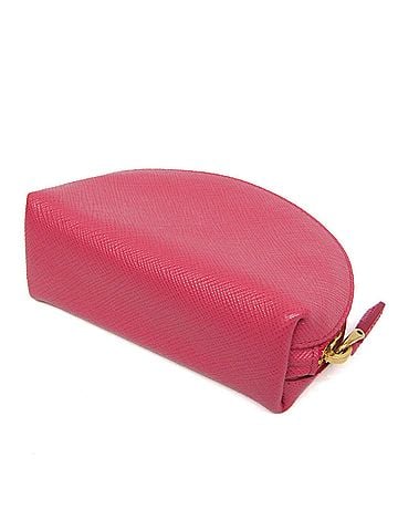 Prada Prada Saffiano Mini Pouch With Key Ring Women's Leather Coin Purse/coin Case Pink (view 2)