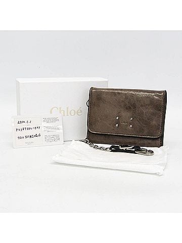 Chloé Chloé 3P0438 Men's Leather Wallet (tri-fold) Khaki (view 2)