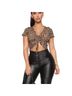 Fashion Nova Leopard Print Tan Black Short Sleeve Top Size S - photo 1