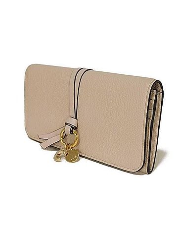 Chloé Chloé Chloe long wallet, alphabet flap initial medal C charm, wild grey, CHC21WP942 F57084 084, women's. (view 2)