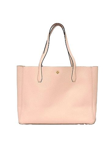 Tory Burch Tory Burch Blake Tote Bag, Pebbled Calf Leather, Yellow Bicolor, Double T Metal, Shell Pink, 85984, Women's (view 1)