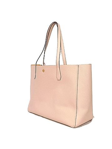 Tory Burch Tory Burch Blake Tote Bag, Pebbled Calf Leather, Yellow Bicolor, Double T Metal, Shell Pink, 85984, Women's (view 2)