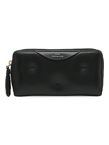 Anya Hindmarch ANYA HINDMARCH Chubby Round Long Wallet in Leather, Black (view 1)