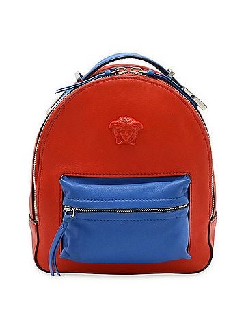 Versace VERSACE Versace Medusa Backpack Rucksack Mini Leather Red Blue (view 1)