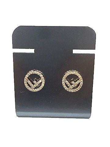 Fendi FENDI Earrings FF 8AG7386DMF089U F is Fendi Rhinestone Gold Color Ladies (view 1)