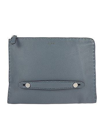 Fendi FENDI Fendi Selleria clutch bag 7M0225 leather blue gray second handbag (view 1)