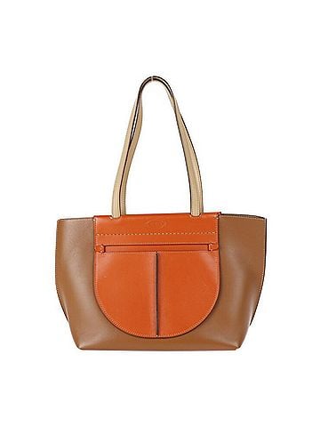 Tod's TOD'S Tod's Tasca Tote Bag Leather Brown Orange Beige Shoulder (view 1)