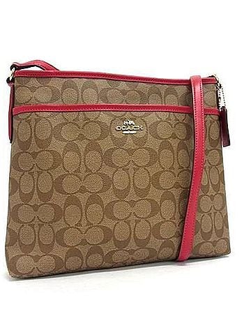 Coach COACH Signature File Bag F58297, Brown/Pink/Leather, Women's (view 1)