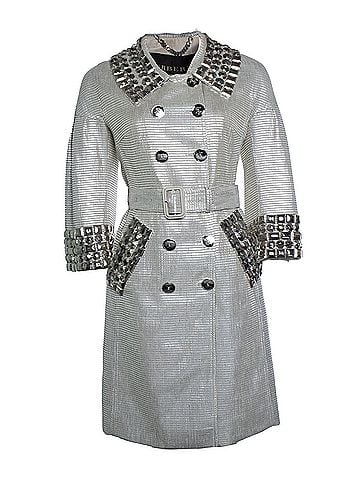 Burberry Burberry, silver metallic trench coat (view 1)