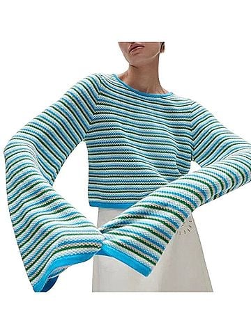 Figue Marley Striped Cropped Pullover Sweater (view 1)