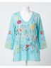 Johnny Was Blue Inji Blouse Size XS - photo 1