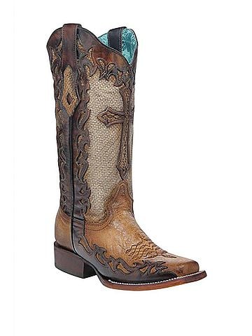Corral Boots Women's Jute & Cross Narrow Square-Toe Boot (view 1)