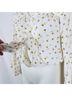 Free People 100% Rayon Floral White Yellow Long Sleeve Blouse Size L - photo 6