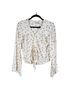 Free People 100% Rayon Floral White Yellow Long Sleeve Blouse Size L - photo 1