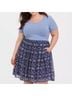 Disney 100% Polyester 97% Cotton 3% Spandex 100% Polyester Floral Blue Multi Color Casual Dress Size 1X - photo 7