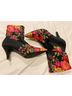 Leith 100% Fabric Floral Black Multi Color Heels Size 7 - photo 3