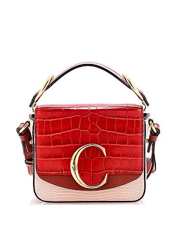 Chloé C Flap Bag Crocodile and Lizard Embossed Leather Mini (view 1)