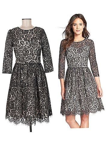 Eliza J fit & Flare lace long sleeve Cocktail Dress (view 1)